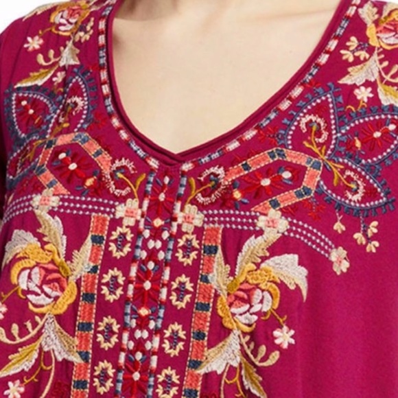 NWT JOHNNY WAS SALOME DRAPE EMBROIDERED TOP - Picture 2 of 10